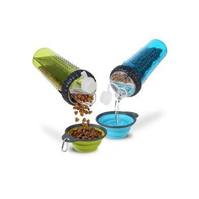 Подвійна пляшечка для води та корму PET DRINK BOTTLE, Разные цвета