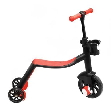 Самокат-велобег scooter 3в1 с педалями красный без упаковки