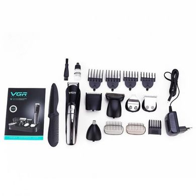 Тример VGR V-012 для стрижки волосся, носа, бороди, тіла, бритва професійний акумуляторний бездротовий Чорний, Черный