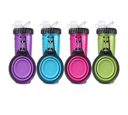 Подвійна пляшечка для води та корму PET DRINK BOTTLE, Разные цвета