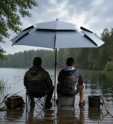 Зонтик пляжный садовый рыболовный 2.4M / Зонтик-антивитер с наклоном Outdoor Umbrella / Усиленный зонтик