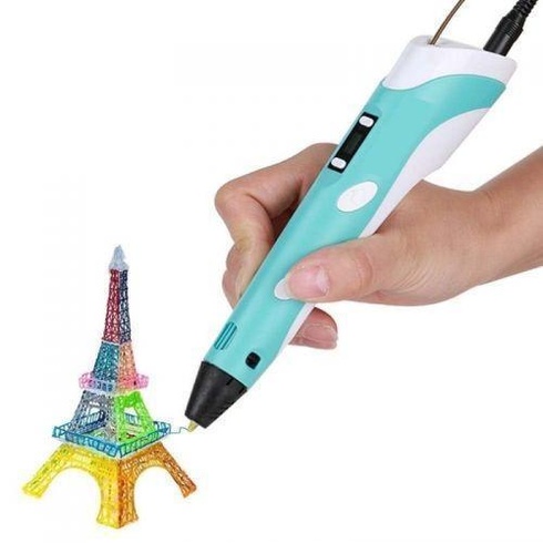 3D ручка з LCD дисплеєм та набором еко пластику для 3Д малювання 3D Pen Blue