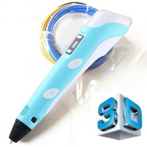 3D ручка з LCD дисплеєм та набором еко пластику для 3Д малювання 3D Pen Blue