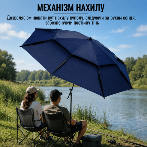 Зонтик пляжный садовый рыболовный 2.4M / Зонтик-антивитер с наклоном Outdoor Umbrella / Усиленный зонтик