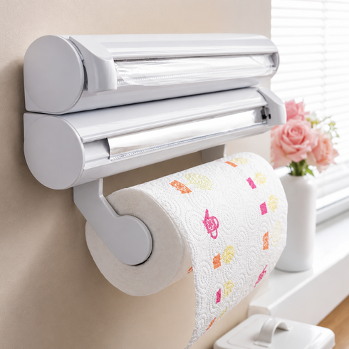 Кухонний диспенсер для плівки, фольги та рушників Kitchen Roll Triple Paper dispenser, тримач для рушників
