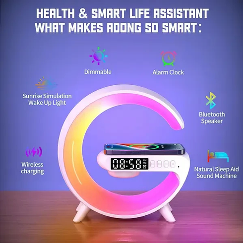 Лампа G11 Smart Light 4в1 с Bluetooth колонкой будильником и беспроводной зарядкой