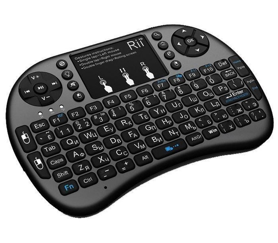 Бездротова міні клавіатура, російська з тачпадом та підсвічуванням UKC i8 2.4G для Smart TV, клавіатура пульт