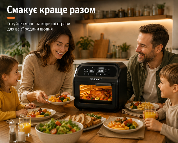 Аэрогриль-фритюрница с сенсорным управлением SOKANY SK-ZG-8032 16 л 1700 Вт 8 программ