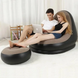 Надувний диван з пуфом Air Sofa / Надувне велюрове крісло з пуфом+насос Бежевий