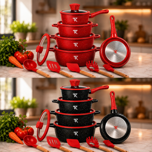 Набор посуды Top Kitchen TK00050L с мраморным покрытием, 10 предметов + кухонные принадлежности