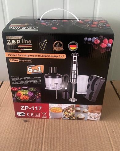 Блендер занурювальний домашній кухонний 6в1 Zepline ZP-117 1500Вт блендер, подрібнювач, міксер