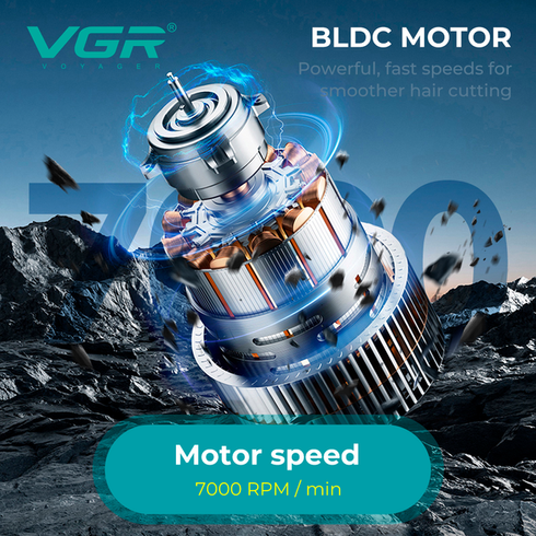 Аккумуляторная машинка для стрижки VGR V-662 золотой , 7000 RPM, 6 насадок, LED дисплей