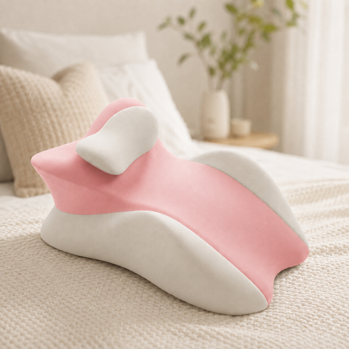 Розовая Подушка ортопедическая pillow-06 / Клинообразная подушка для сна из полиэстера / Ортопедическая подушка для поддержания тела Relax Pillow