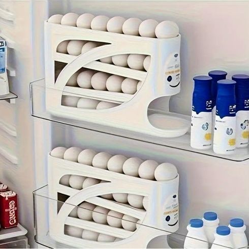 Органайзер для яєць великий Egg Storage Box / Компактний автоматичний органайзер для яєць 4-шаровий / Лоток для зберігання яєць
