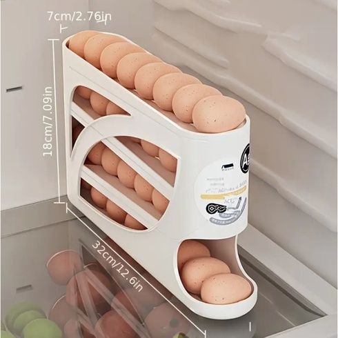 Органайзер для яєць великий Egg Storage Box / Компактний автоматичний органайзер для яєць 4-шаровий / Лоток для зберігання яєць