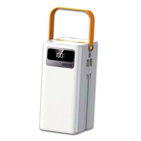 Power bank 100000 mAh зі швидкою зарядкою та вбудованими кабелями, білий