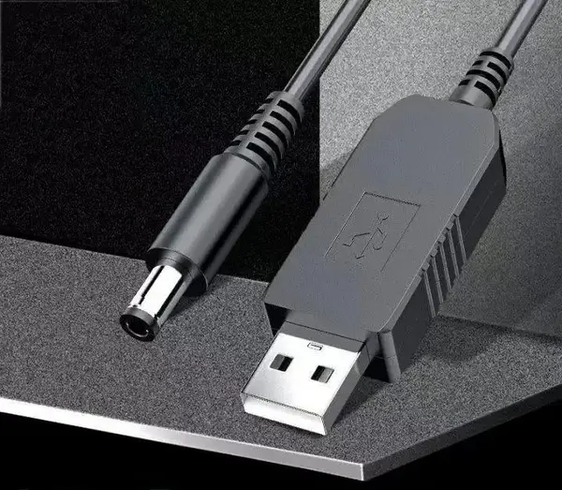 Кабель для роутера USB  12V преобразователь питания от повербанка, Черный