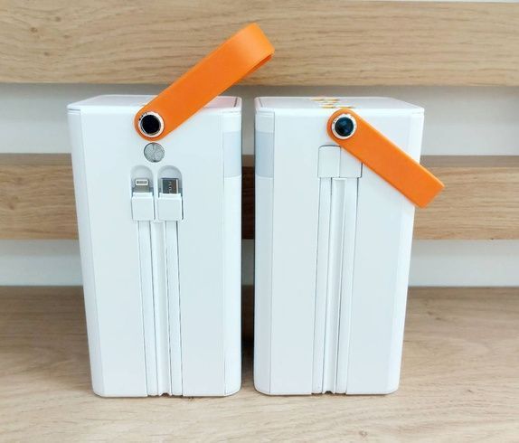 Power bank 100000 mAh зі швидкою зарядкою та вбудованими кабелями, білий