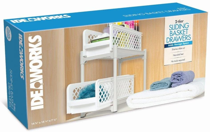 Пластиковий органайзер для ванної з 2 висувними полицями, Portable 2 Tier Basket Drawers