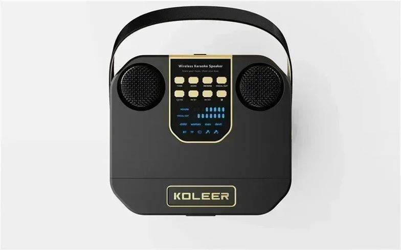 Портативная караоке Bluetooth-колонка Koleer+2 беспроводных микрофона 100 Вт