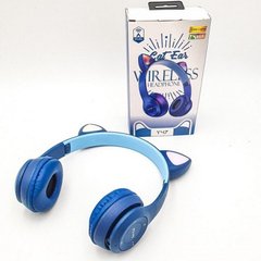Бездротові Bluetooth навушники з котячими вушками Y 47 (синій)