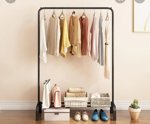 Одинарна стійка для одягу чорного кольору Double floor Hanger, Черный