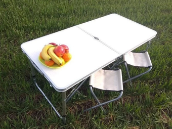 Раскладной стол чемодан Усиленный для пикника со стульями Белый