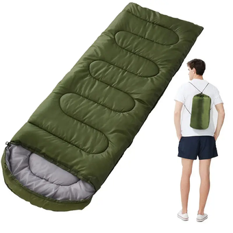 Зимний спальный мешок одеяло с капюшоном  2,1*0,75 см 400г/м.кв, Зелёный