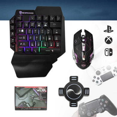 Набор с клавиатурой мышкой и конвертером Игровой для консолей Combo Gaming Клавиатура Мышь Хаб Mix Pro, Черный