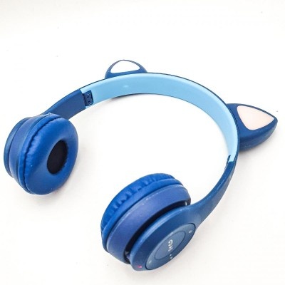Беспроводные Bluetooth наушники с кошачьими ушками  23М (синий)