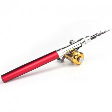 Універсальна кишенькова складна міні вудка у вигляді ручки Fishing Rod In  Pen Case Classic MAX Червоний