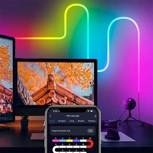 Розумна гнучка LED Neon RGB стрічка-шланг 5 метрів від USB керування режимами з телефону, Bluetooth додаток, пульт
