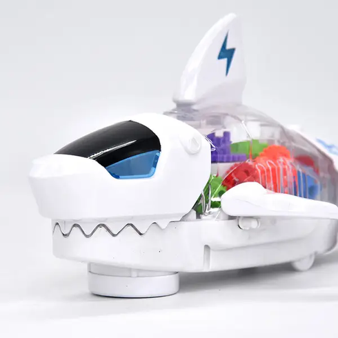 Музыкальная игрушка акула (ездит, шестерни, движущиеся части, звук, свет) S-2А Белая