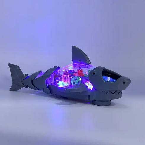 Музична іграшка акула (їздить, шестерні, рухомі частини, звук, світло) S-2А Біла