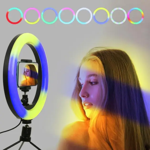 Кільцева світлодіодна лампа RGB 30 см із кріпленням для телефону, Разные цвета