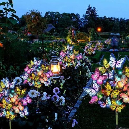 Садовий світильник &laquo;Метелики&raquo; на сонячній батареї 26X-91 / Набір садових ліхтарів з LED-підсвічуванням 2 шт