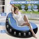 Надувной диван с пуфом Air Sofa / Надувное велюровое кресло с пуфиком +насос Голубой
