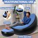 Надувной диван с пуфом Air Sofa / Надувное велюровое кресло с пуфиком +насос Голубой