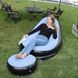 Надувной диван с пуфом Air Sofa / Надувное велюровое кресло с пуфиком +насос Голубой
