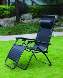 Садовое кресло-шезлонг до 120 кг Шезлонг для дачи и на природу Zero Gravity XXL, Черный