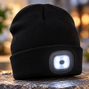 Аккумуляторная шапка с LED-фонариками USB / Шапка B028 с двойной подсветкой спереди и сзади