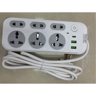 Мережевий фільтр 2м, 2500Вт, 6&times;220В, 2&times;USB, 1&times;Type, WL-1, Білий / Подовжувач з вимикачем