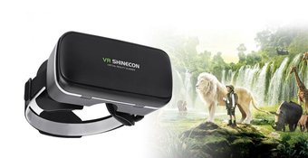 Очки 3D виртуальной реальности ТРМ VR SHINECON c пультом и поддержкой экранов от от 4 до 6 дюймов Черный , Черный