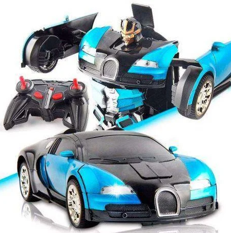 Машинка Трансформер Bugatti Size 18 см Robot Car синяя с пультом