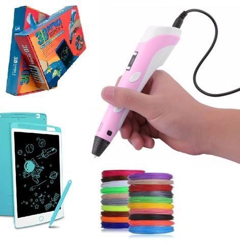 Набор для творчества 3D ручка 3D Pen-6 c LCD дисплеем + графический планшет + трафареты + 100 м пластика в комплекте