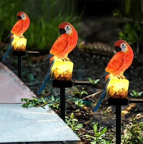 Ліхтар садовий SOLAR PARROT / Світильник для саду Папуга на сонячній батареї