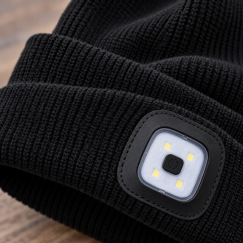 Аккумуляторная шапка с LED-фонариками USB / Шапка B028 с двойной подсветкой спереди и сзади