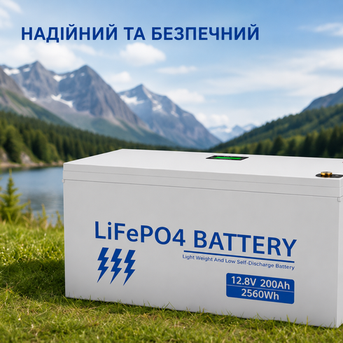 Акумулятор BATTERY liFePo 12.8V 200Ah 2560Wh для дому, квартири, ДБЖ та сонячних електростанцій
