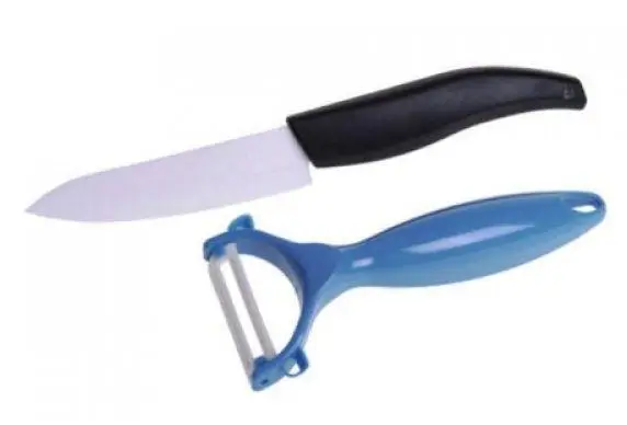 Нож керамический плюс овощерезка кухонные керамические 2 в 1 Ceramic Slice TV Shop, Голубой