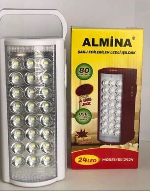 Фонарь кемпинговый переносной аварийное освещение с функцией Power bank ALFARID (Almina) DL-2424 24 LED, аккумуляторная лампа 6V 3Ah